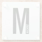 モダンはっきりしたパーソナライズされたモノグラム名 ガラスコースター (裏面)