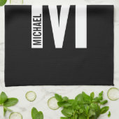 モダンはっきりしたパーソナライズされたモノグラム名 キッチンタオル (折り畳み)