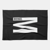 モダンはっきりしたパーソナライズされたモノグラム名 キッチンタオル (横)