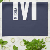 モダンはっきりしたパーソナライズされたモノグラム名 キッチンタオル (折り畳み)