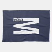 モダンはっきりしたパーソナライズされたモノグラム名 キッチンタオル (横)