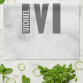 モダンはっきりしたパーソナライズされたモノグラム名 キッチンタオル (折り畳み)