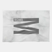 モダンはっきりしたパーソナライズされたモノグラム名 キッチンタオル (横)