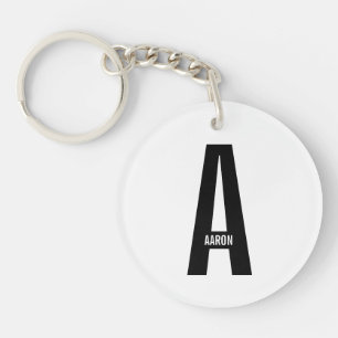 モダンはっきりしたパーソナライズされたモノグラム名 キーホルダー
