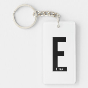 モダンはっきりしたパーソナライズされたモノグラム名 キーホルダー