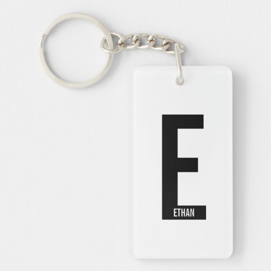 モダンはっきりしたパーソナライズされたモノグラム名 キーホルダー (正面)