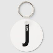 モダンはっきりしたパーソナライズされたモノグラム名 キーホルダー (正面)