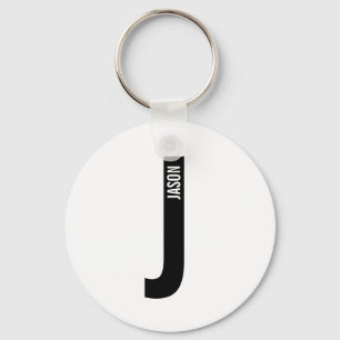 モダンはっきりしたパーソナライズされたモノグラム名 キーホルダー