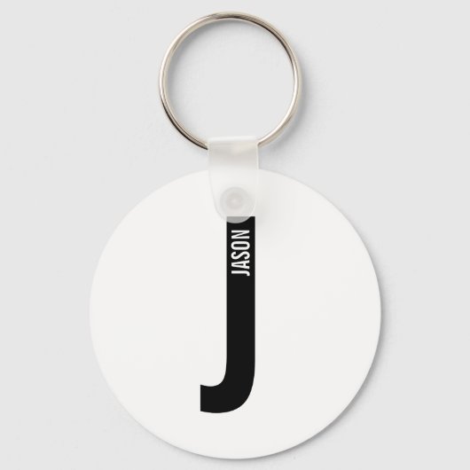 モダンはっきりしたパーソナライズされたモノグラム名 キーホルダー (正面)