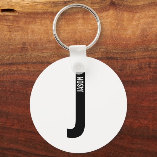 モダンはっきりしたパーソナライズされたモノグラム名 キーホルダー (正面)