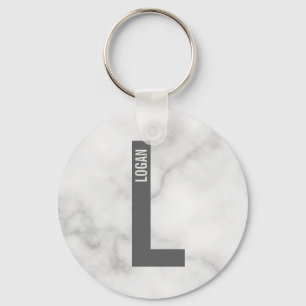 モダンはっきりしたパーソナライズされたモノグラム名 キーホルダー