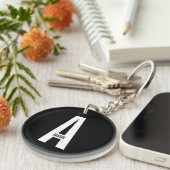 モダンはっきりしたパーソナライズされたモノグラム名 キーホルダー (正面右)