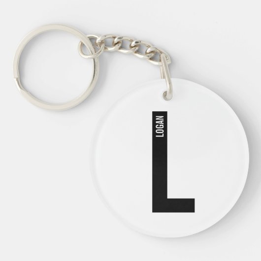 モダンはっきりしたパーソナライズされたモノグラム名 キーホルダー (正面)