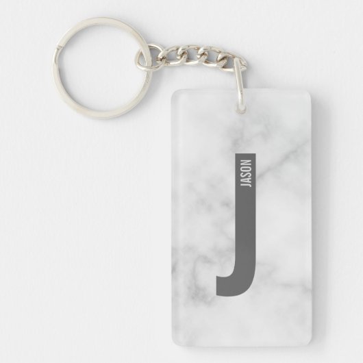 モダンはっきりしたパーソナライズされたモノグラム名 キーホルダー (正面)