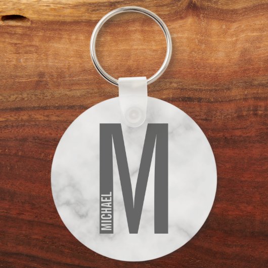 モダンはっきりしたパーソナライズされたモノグラム名 キーホルダー (正面)