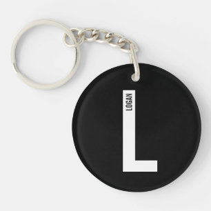 モダンはっきりしたパーソナライズされたモノグラム名 キーホルダー