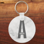 モダンはっきりしたパーソナライズされたモノグラム名 キーホルダー (正面)
