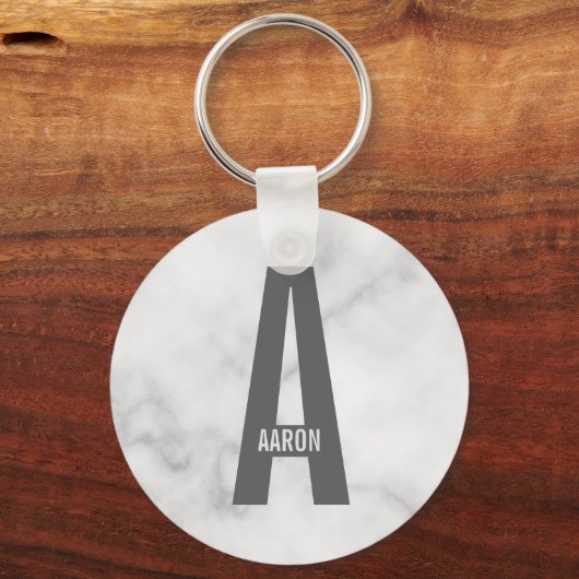 モダンはっきりしたパーソナライズされたモノグラム名 キーホルダー (正面)