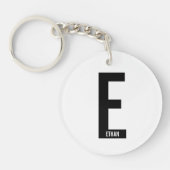 モダンはっきりしたパーソナライズされたモノグラム名 キーホルダー (正面)