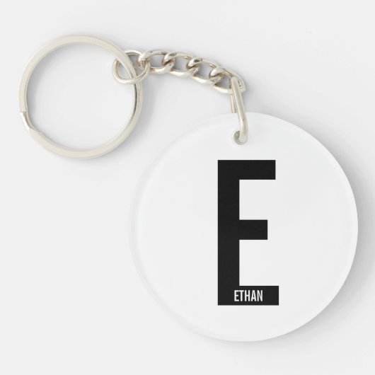 モダンはっきりしたパーソナライズされたモノグラム名 キーホルダー (正面)