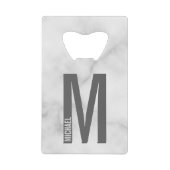 モダンはっきりしたパーソナライズされたモノグラム名 クレジットカード栓抜き (正面)