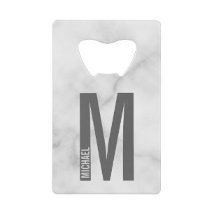 モダンはっきりしたパーソナライズされたモノグラム名 クレジットカード栓抜き