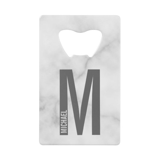 モダンはっきりしたパーソナライズされたモノグラム名 クレジットカード栓抜き (正面)