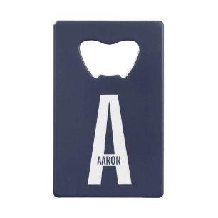 モダンはっきりしたパーソナライズされたモノグラム名 クレジットカード栓抜き