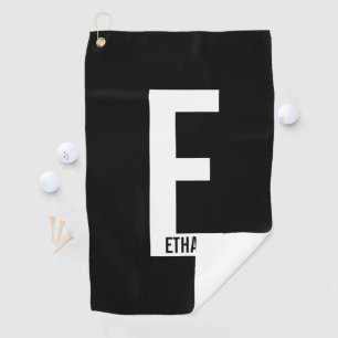 モダンはっきりしたパーソナライズされたモノグラム名 ゴルフタオル