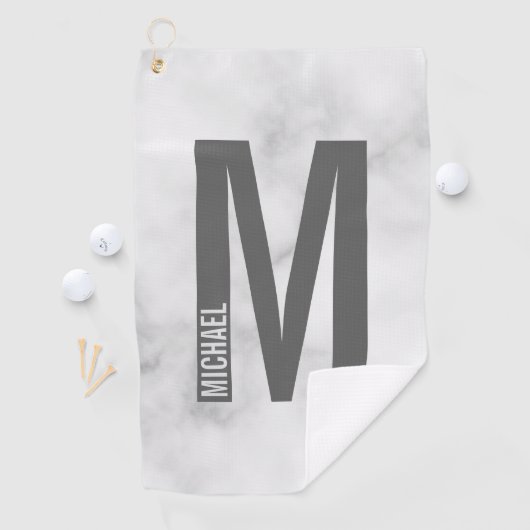 モダンはっきりしたパーソナライズされたモノグラム名 ゴルフタオル (インサイチュ)