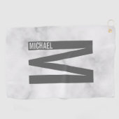 モダンはっきりしたパーソナライズされたモノグラム名 ゴルフタオル (横)