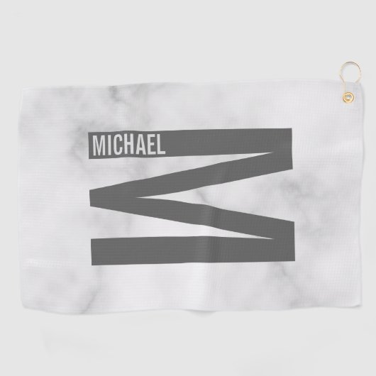 モダンはっきりしたパーソナライズされたモノグラム名 ゴルフタオル (横)