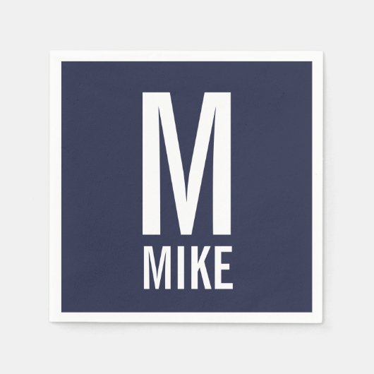 モダンはっきりしたパーソナライズされたモノグラム名 スタンダードカクテルナプキン (正面)