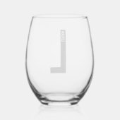 モダンはっきりしたパーソナライズされたモノグラム名 ステムなしワイングラス (裏面)