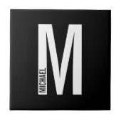 モダンはっきりしたパーソナライズされたモノグラム名 タイル (正面)