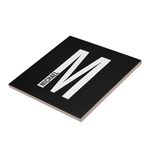 モダンはっきりしたパーソナライズされたモノグラム名 タイル (側面)