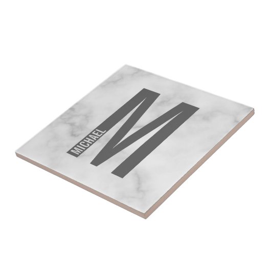 モダンはっきりしたパーソナライズされたモノグラム名 タイル (側面)