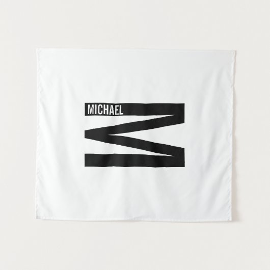 モダンはっきりしたパーソナライズされたモノグラム名 タペストリー (正面(横))