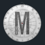 モダンはっきりしたパーソナライズされたモノグラム名 ダーツボード<br><div class="desc">モノグラムモダンデザインパーソナライズされたモノグラム文字"M"と名前を使用してモダンsans serifフォントスタイルはっきりした。彼のための完璧な贈り物、父の日の贈り物など。</div>