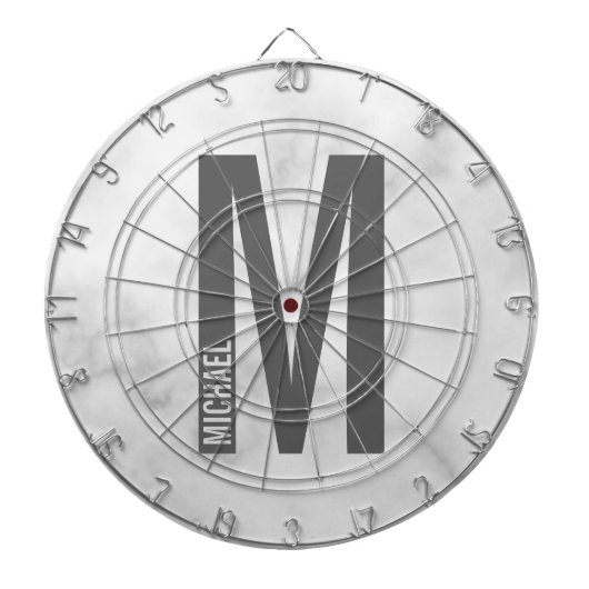 モダンはっきりしたパーソナライズされたモノグラム名 ダーツボード (正面)