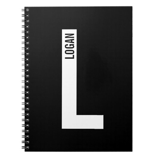 モダンはっきりしたパーソナライズされたモノグラム名 ノートブック (正面)