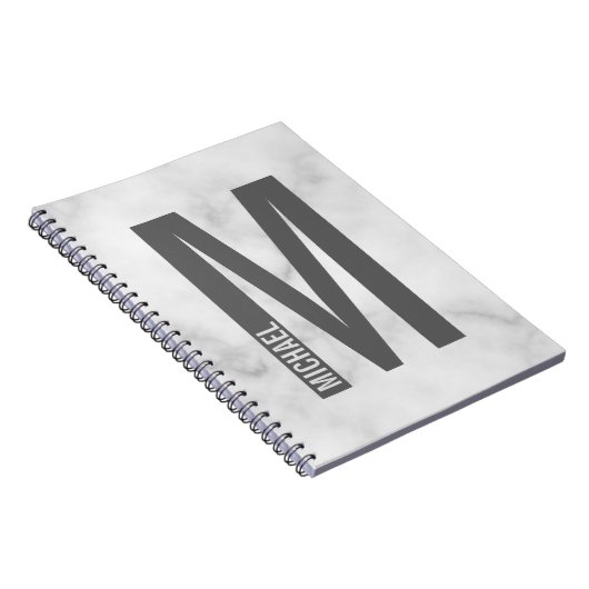 モダンはっきりしたパーソナライズされたモノグラム名 ノートブック (右側)