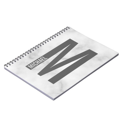 モダンはっきりしたパーソナライズされたモノグラム名 ノートブック (左側)