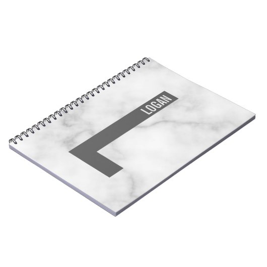 モダンはっきりしたパーソナライズされたモノグラム名 ノートブック (左側)