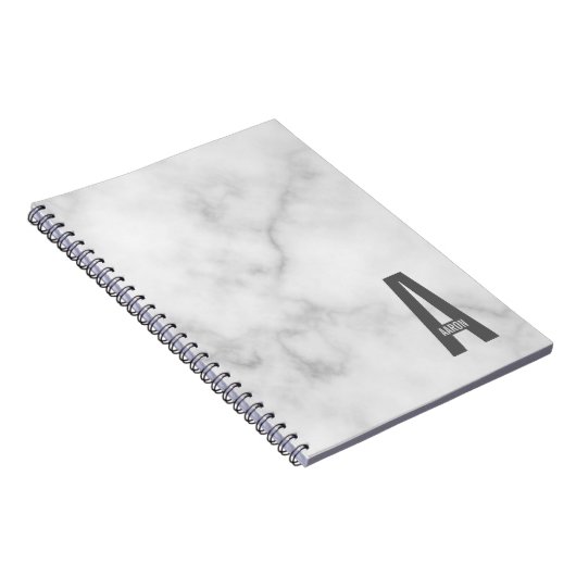 モダンはっきりしたパーソナライズされたモノグラム名 ノートブック (右側)