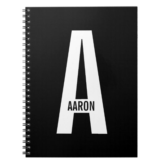 モダンはっきりしたパーソナライズされたモノグラム名 ノートブック (正面)