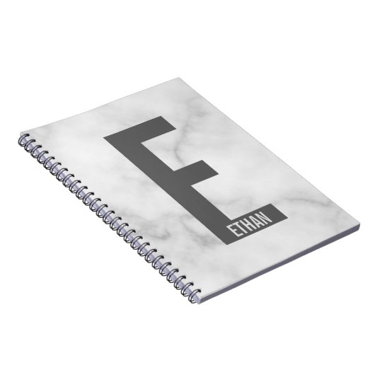 モダンはっきりしたパーソナライズされたモノグラム名 ノートブック (右側)