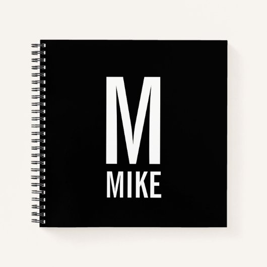 モダンはっきりしたパーソナライズされたモノグラム名 ノートブック (正面)