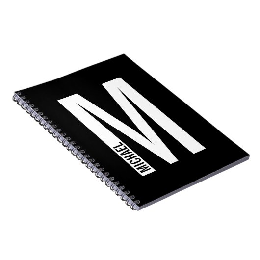 モダンはっきりしたパーソナライズされたモノグラム名 ノートブック (右側)