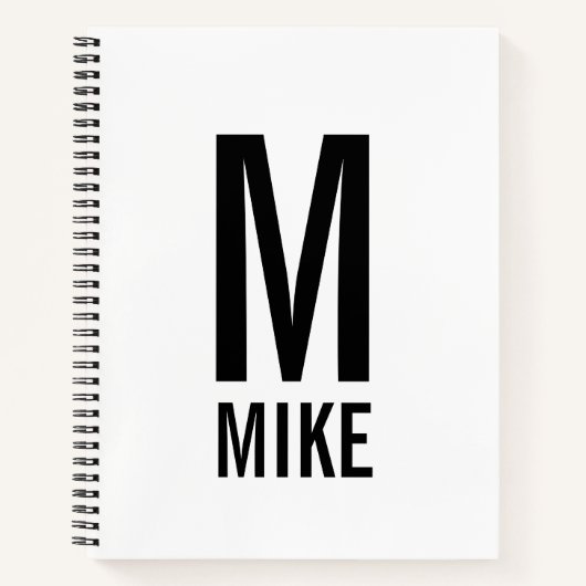 モダンはっきりしたパーソナライズされたモノグラム名 ノートブック (正面)